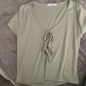 Sage green front tie top